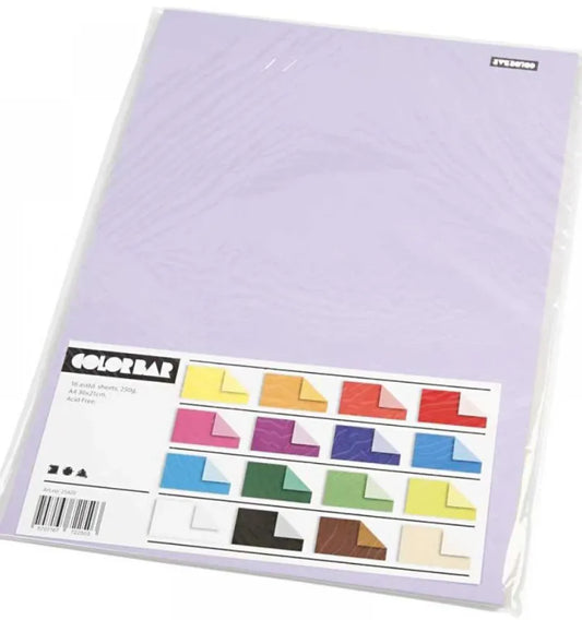 A4 Colour Bar Card - 16 Mixed Sheets (250g)