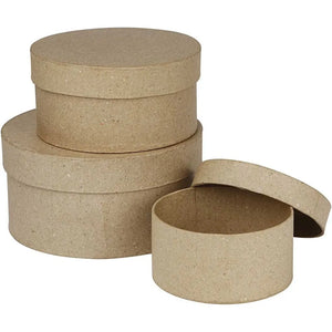 Round Boxes, D: 10+13+16 cm, H: 5+6.5+7.5 cm, 3 pc