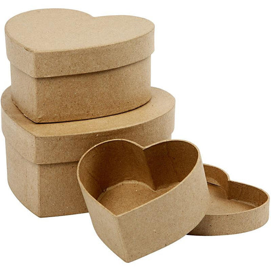 Heart Boxes, D: 10+12.5+15 cm, H: 5+6.5+7.5 cm, 3