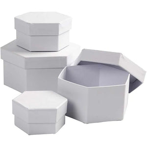 Hexagonal Boxes, D: 6.5+8+10+12 cm, H: 4+5+6+7 cm,