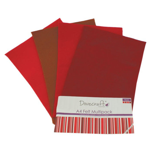 Dovecraft A4 Felt - Red Shades