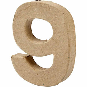 Papier Mâché Number - Small Number 9