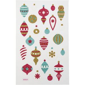Creativ Glitter Stickers - Christmas ornaments 10x16cm (1 Sheet)