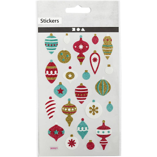 Creativ Glitter Stickers - Christmas ornaments 10x16cm (1 Sheet)