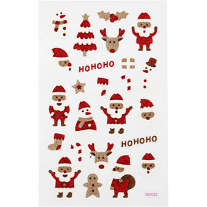 Glitter Santa Stickers - 10x16cm (1 Sheet)