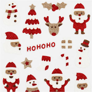 Glitter Santa Stickers - 10x16cm (1 Sheet)