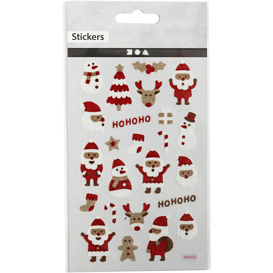 Glitter Santa Stickers - 10x16cm (1 Sheet)