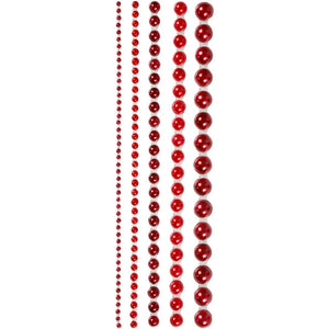 Half Pearls - Assorted Sizes in Red (140 Pieces)
