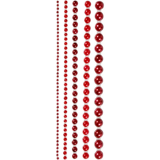 Half Pearls - Assorted Sizes in Red (140 Pieces)