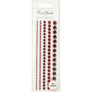 Half Pearls - Assorted Sizes in Red (140 Pieces)