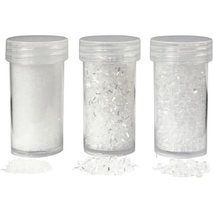 Artificial snow, white glitter, 35+35+8 g, 3 tubs