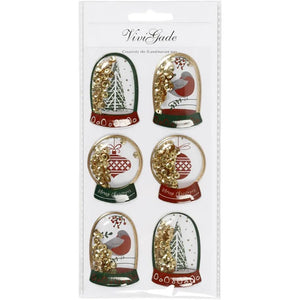 Vivi Gade Gold Shaker Stickers - Birds, Baubles and Trees (Pack of 6)