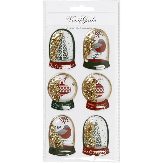Vivi Gade Gold Shaker Stickers - Birds, Baubles and Trees (Pack of 6)