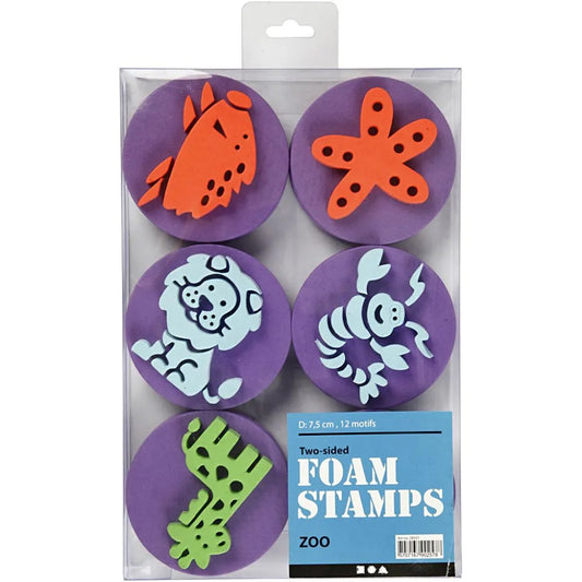 Foam Stamps, D: 7.5 cm, thickness 2.5 cm, 6 pcs
