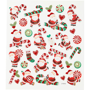 Stickers Sheet 15 x 16.5cm - Santa & Candy Cane