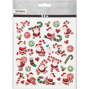 Stickers Sheet 15 x 16.5cm - Santa & Candy Cane