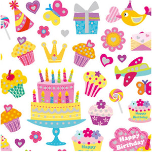 Fancy Glitter Sticker Sheet - 15x16.5cm Birthday