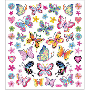 Sticker Sheet - 15x16.5cm Colourful Butterflies