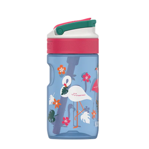 BPA free water bottle with Straw lid-Blue Flamingo