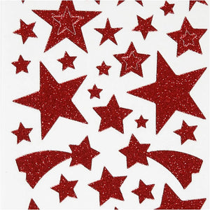 Glitter Stickers - Red Stars (2 Sheets)