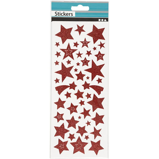 Glitter Stickers - Red Stars (2 Sheets)