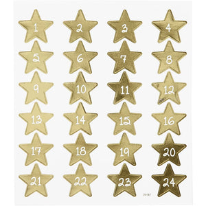 Advent Numbers Gold Stars Stickers