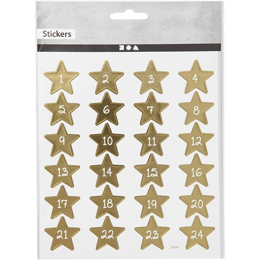 Advent Numbers Gold Stars Stickers