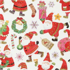 Glitter Christmas Stickers - Happy Santa 