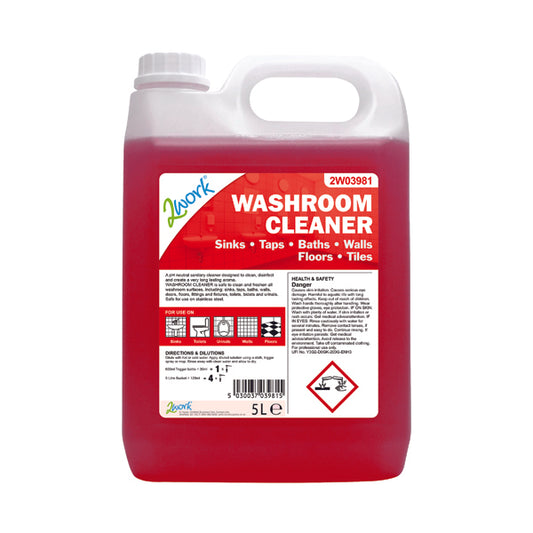 2Work Washroom Cleaner Concentrate Odourless 5 Litre Bulk Bottle 2W03981