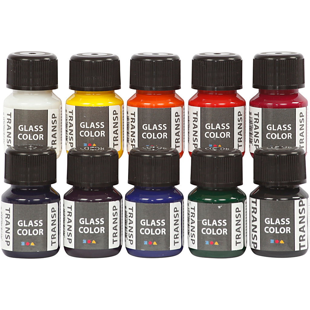 Glass Colour - Transparent - Assorted Colours 10x30ml