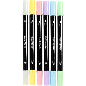 Textile Markers Line 2.3+3.6 mm - Pastel Colours (6 Pack)