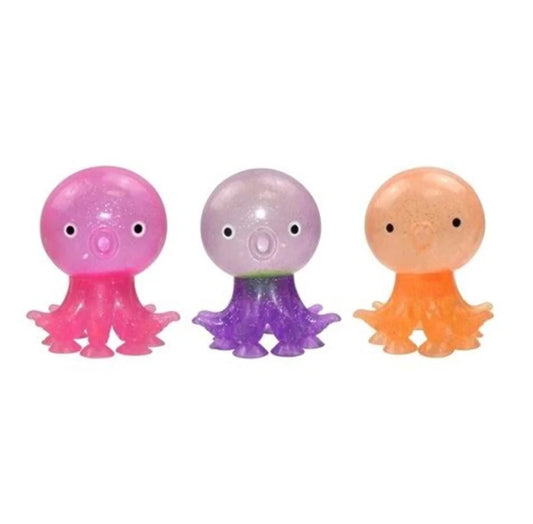 Octopus Glitter Squeeze Ball With Suction Cups (Assortment)
