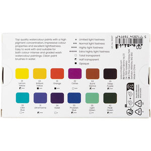 Art Watercolour Paint - Flowers and Landscapes ½ Pan (12 Colours)