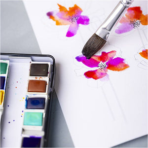 Art Watercolour Paint - Flowers and Landscapes ½ Pan (12 Colours)