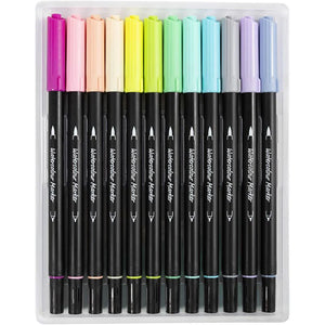 Creativ Watercolour Marker - Pastel Colours 2+4-8 mm (12 Pack)