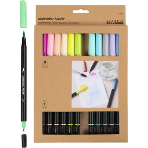 Creativ Watercolour Marker - Pastel Colours 2+4-8 mm (12 Pack)