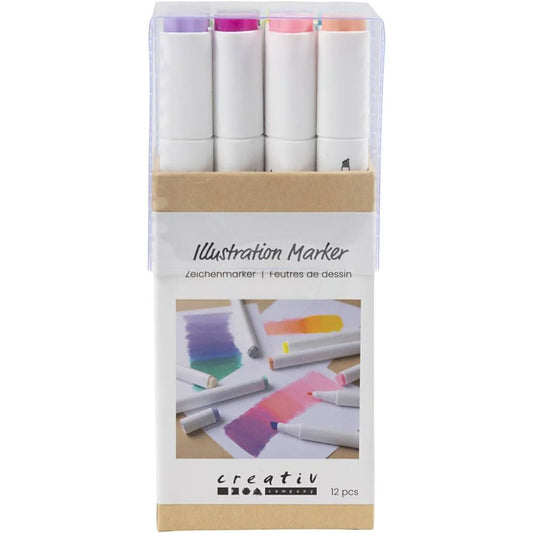 Creativ Illustration Markers - Pastel Colours 1+8mm (12 Pack)