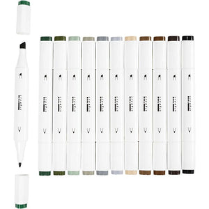 Creativ Illustration Markers - Nature Colours with 1+8mm (12 Pack)