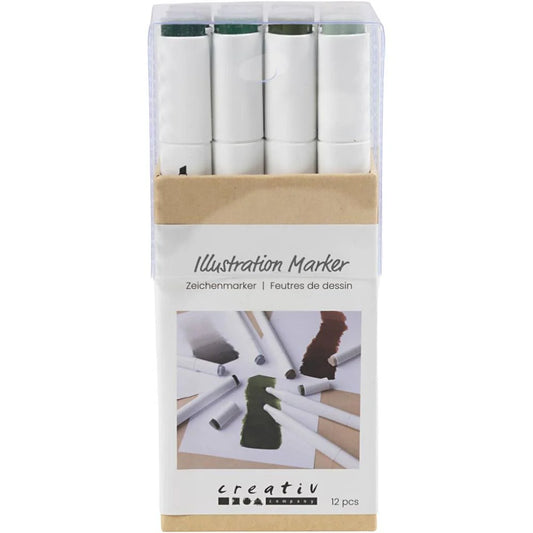 Creativ Illustration Markers - Nature Colours with 1+8mm (12 Pack)