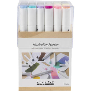 Creativ Illustration Markers - Pastel Colours with 1+8mm (24 Pack)