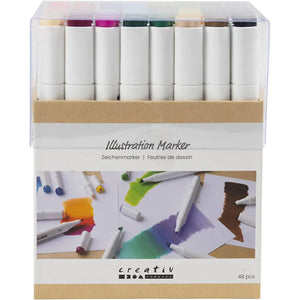 Creativ Illustration Markers - Standard Colours with 1+8mm (48 Pack)