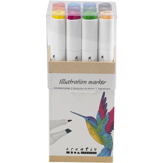 Illustration Alcohol Markers Standard Colours - 12 Piece Set