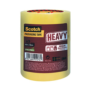 Scotch Packaging Tape Heavy 50mmx66m Clear (Pack of 3) HV.5066.T3.T