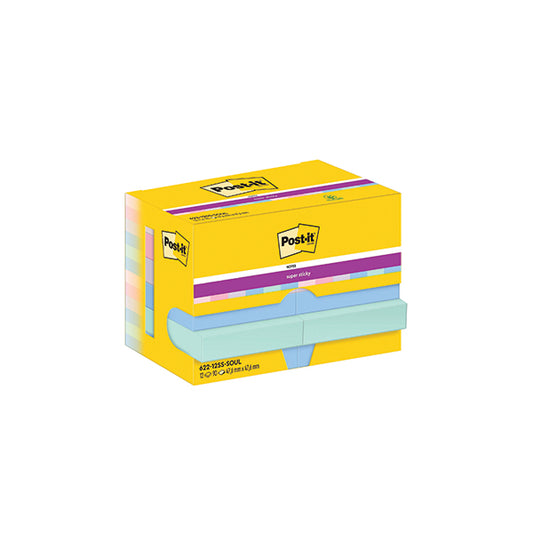 Post-it Super Sticky Notes 47.6x47.6mm 90 Sheets Soulful (Pack of 12) 622-12SS-SOUL