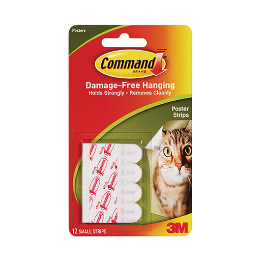 3M Command Adhesive Poster Strips Small (Pack of 12) 17024