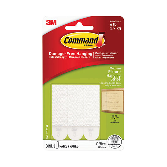 3M Command Picture Hanging Strips Medium (Pack of 3 Pairs) 17201