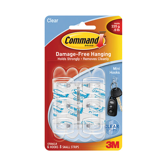 3M Command Mini Clear Hooks with Clear Strips 17006CLR