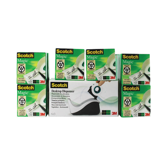 Scotch Magic Tape 810 19mmx33m (Pack of 16) with Free Dispenser 8-1933R16060