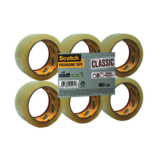Scotch Clear Packaging Tape Polypropylene 50mmx66m (Pack of 6) C5066SF6