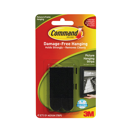 3M Command Medium Picture Hanging Strips Black (Pack of 4) 17201BLK